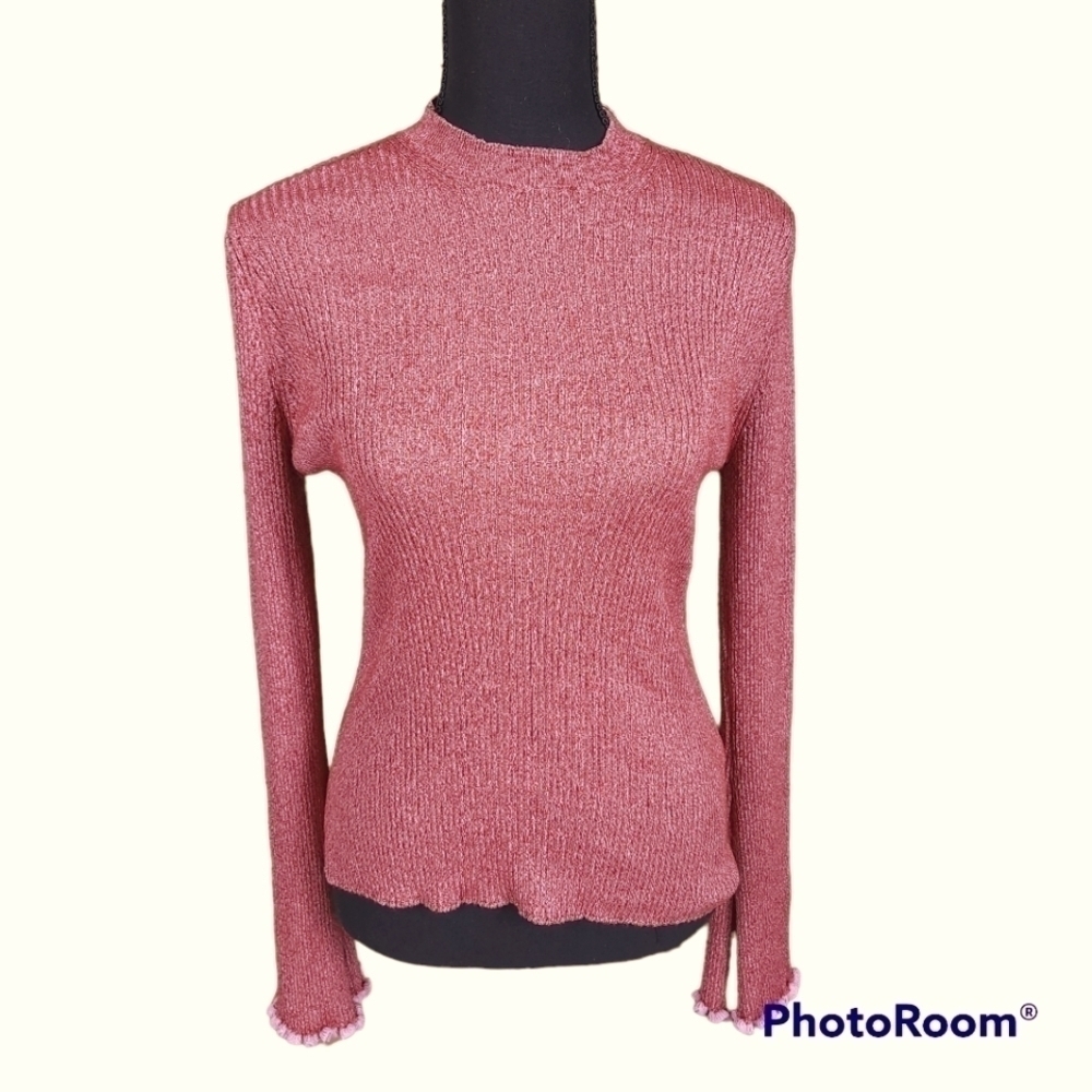 Topshop sz 8 Bodycon Ribbed Ruffle Cuff Sweater